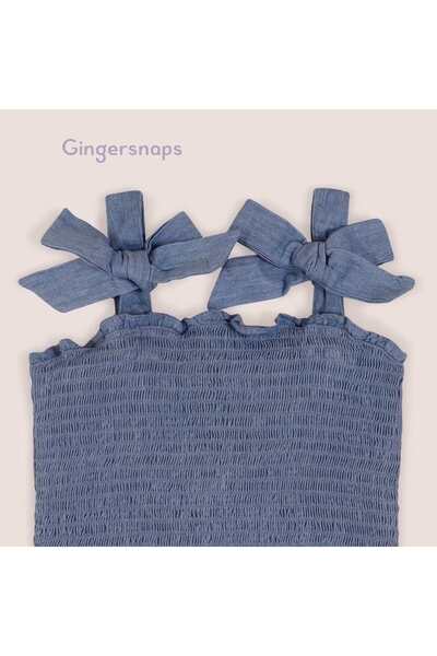 Gingersnaps Girls' Denim Bow-Tie Strap Blouse