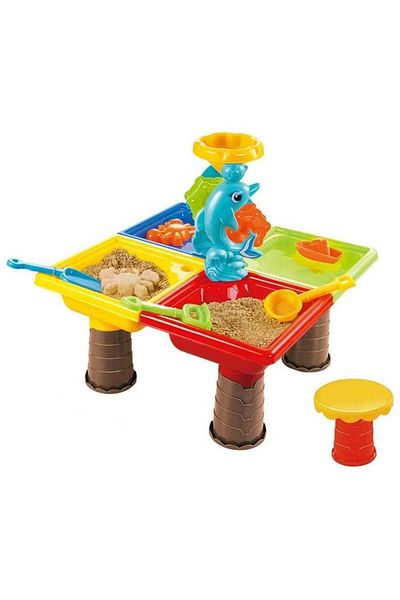 Toybox مجموعة ألعاب الشاطئ للأطفال من طاولة اللعب بالرمل والماء (22 قطعة)