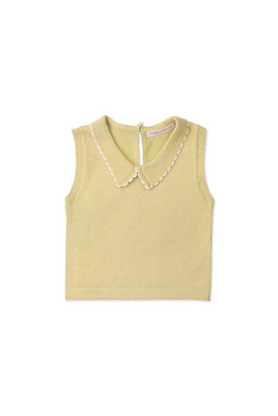 Gingersnaps بلوزة بناتي صغيرة مضلعة سادة مع رقبة مكشكشة