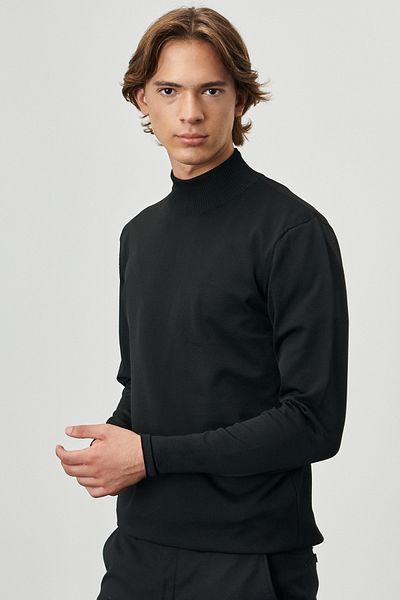 AC&Co / Altınyıldız Classics Men's Black Standard Fit Regular Cut Half Turtleneck Knitwear Sweater