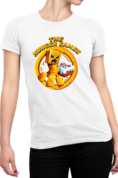 OEM Women's T-shirt The Hunger Games Minecraft Logo Cake Creeper