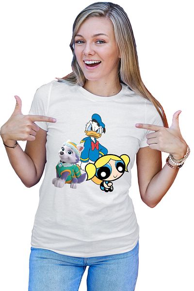 OEM Tricou dama Donald Duck Powerpuff Girls Bubble Paw Power Husky Dog