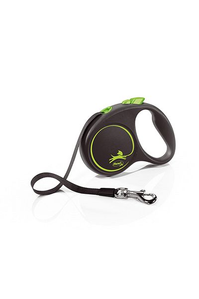 Flexi Black Design Stripe Automatic Dog Walking Leash Green Small 5 Mt