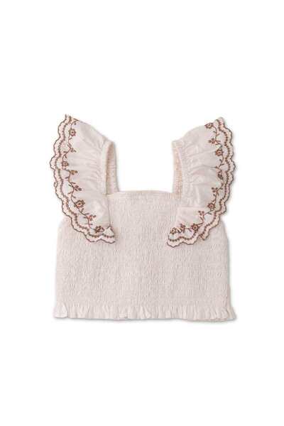 Gingersnaps بلوزة منسوجة للبنات بأشرطة عريضة