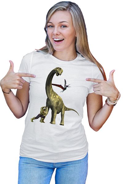 OEM Tricou dama Jurassic Park Triceratops Huge Neck Grass Eater Hulk