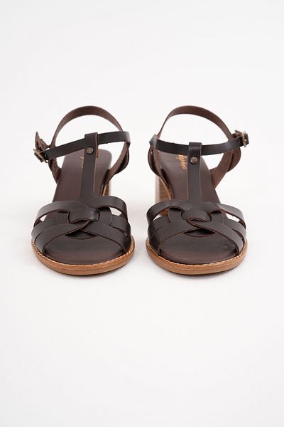 DaphneSandals 100% Handmade Genuine Leather Brown Tan Heeled Sandals - Kp2213