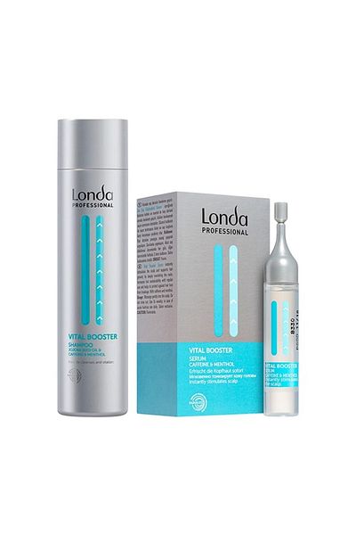 Londa Professional Pachet Vital Booster – Șampon energizant 250 ml Ser anti-cădere a părului 6x9 ml