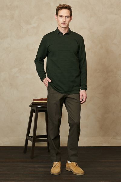 AC&Co / Altınyıldız Classics Men's Khaki Standard Fit Regular Cut Crew Neck Textured Soft Sweater