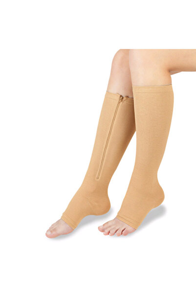 shumee Șosete compresive cu fermoar până la genunchi - nud L/XL