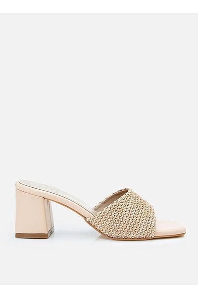 leopar by çetinay 38 Lina |   Papuci de damă cu toc cu detalii din paie – model de pantofi casual de vară, confortabili și la modă