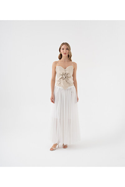 SERPİL Tül Katmanlı Uzun Şifon Etek