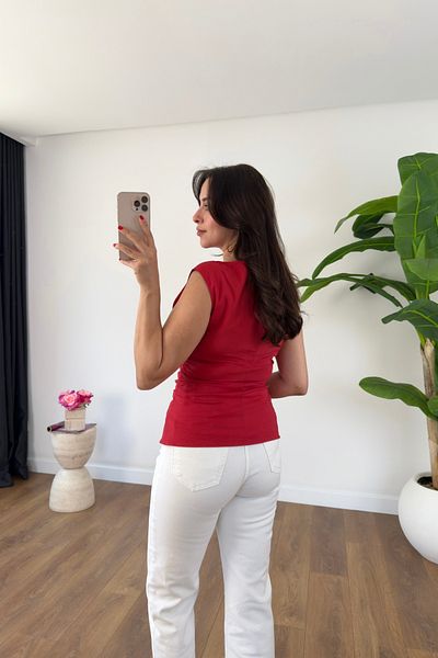 BİRCANÇİL Tisa Red Gather Detailed Blouse