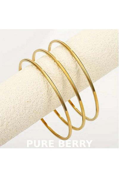 PURE BERRY Ajda Steel 100% Non-Tarnishing Steel Gold Color 3 Pieces