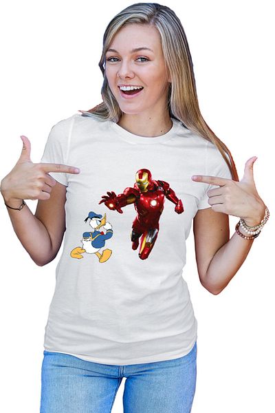 OEM Tricou dama Ironman Donald Duck Tony Stark Save World