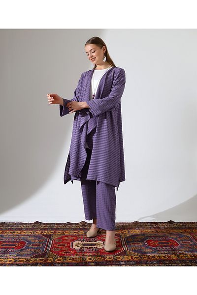 Fi'l Arz Fashion Shawl Collar Cardigan Hijab Suit
