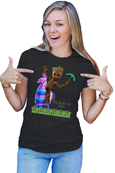 OEM Tricou dama Baby Groot Riding Fortnite Lama Minecraft Pickaxe