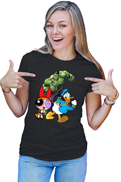 OEM Tricou dama Hulk Marvel Donald Duck Powerpuff Girls