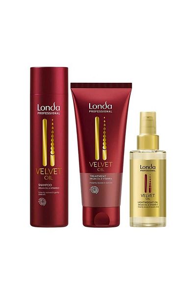 Londa Professional Set Velvet Oil – Șampon 250ml Tratament 200ml Ulei de Argan 100ml Pentru Păr Uscat