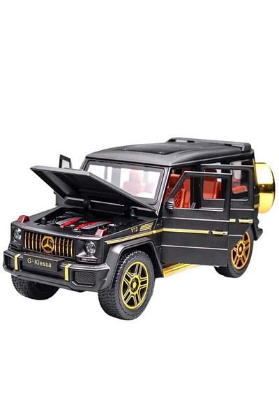 Mercedes Benz سيارة G63 AMG نموذجية، سيارة لعبة من سبائك الزنك قابلة للسحب للخلف مع صوت وإضاءة للأطفال الأولاد والبنات