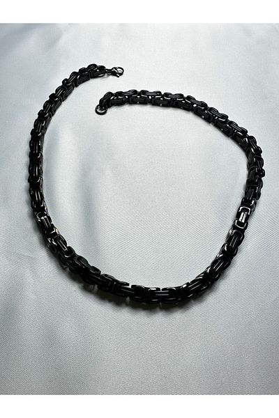 Mutenaura Stainless Steel King Necklace Men's 50cm Black