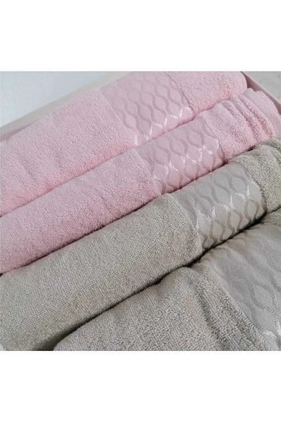 Özdilek 4 Piece Best Bath Set, Bath Towel Set-Elissa Stone Powder