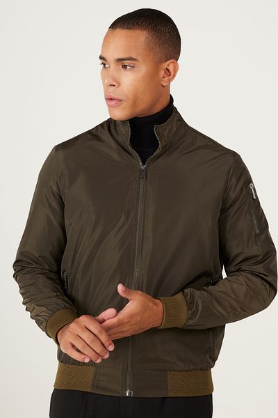 AC&Co / Altınyıldız Classics Men's Khaki Standard Fit Regular Cut Stand Collar Coat