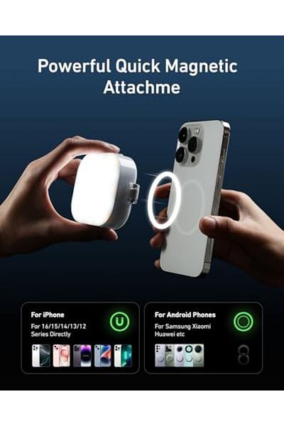TELESIN Magnetic RGB Video Light - Rechargeable Selfie Light for Phone - Video, Makeup, Content Creation