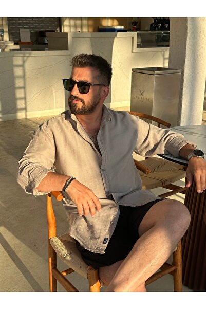 Lescho قميص كتان رجالي