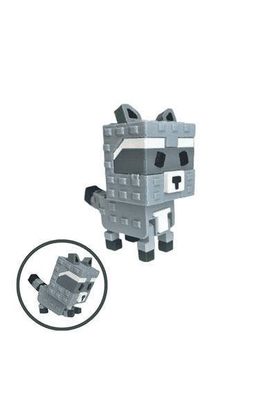 Lulu's Prints Figurina Raccoon, pet din Grow a Garden, Roblox, multicolor, plastic, printat 3D, 85x80x42 mm