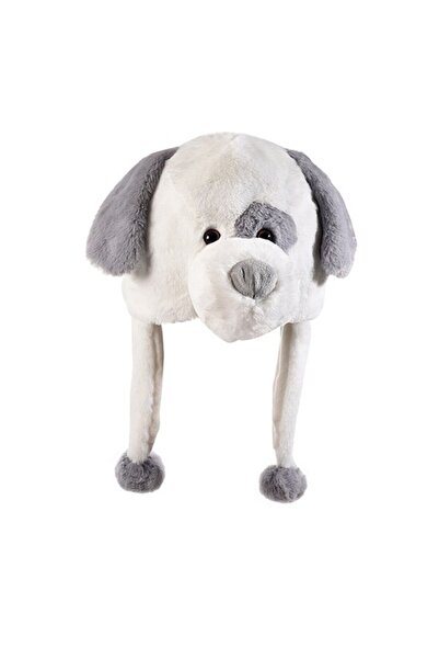 OEM Soft plush hat with long ears, Dog design, white-gray, 27x29 cm