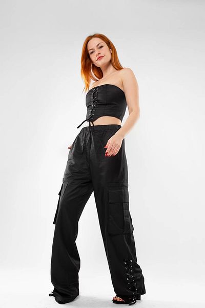 Bak Moda Black Bustier Suit with Binding Detail