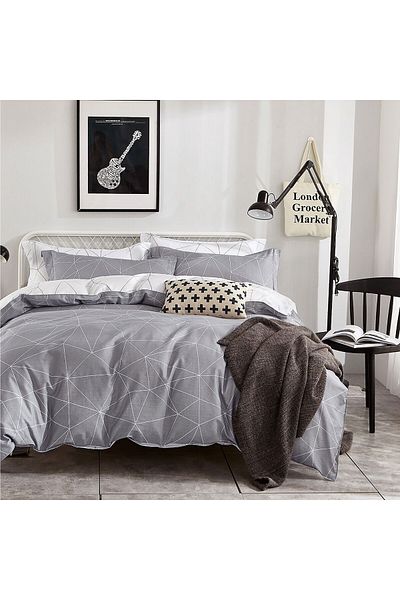 Pucioasa Printed Percale Bed Linen (Prc165) - King Size 6 Pieces With Cover