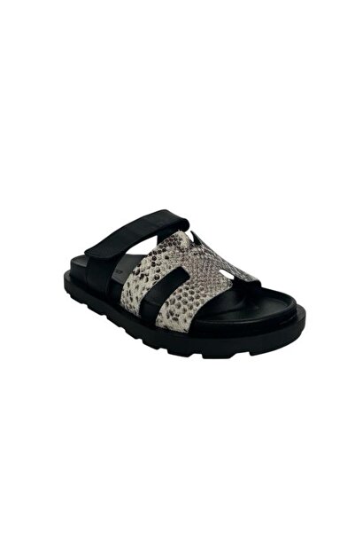 KEMAL TANCA 862 M-53 Women's Khaki Leather Slippers