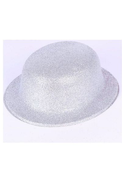 CONAHOME Silver Color Round Glitter Plastic Party Hat