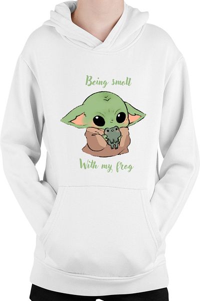OEM Baby Yoda Frog Eat Kawaii Kids Hoodie