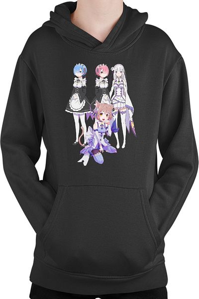 OEM Re Zero REM RAM Emilia Felix Cat Waifu Yandere Doki Doki Kids Hoodie