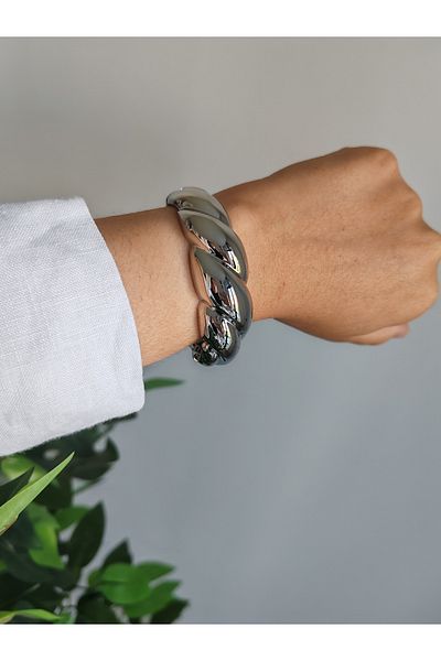 İLKYAZ Accessories Auger Detailed Opening and Closing Handcuff Bracelet