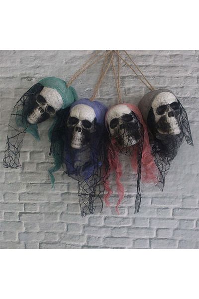 CONAHOME Skull Shaped Hanging Ornament Skeleton Heads 5 Pieces 120 cm