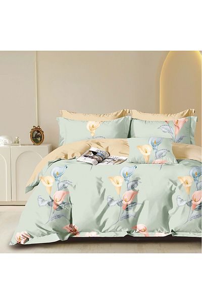 Pucioasa Printed Percale Bed Linen (Prc181) - King Size 6 Pieces