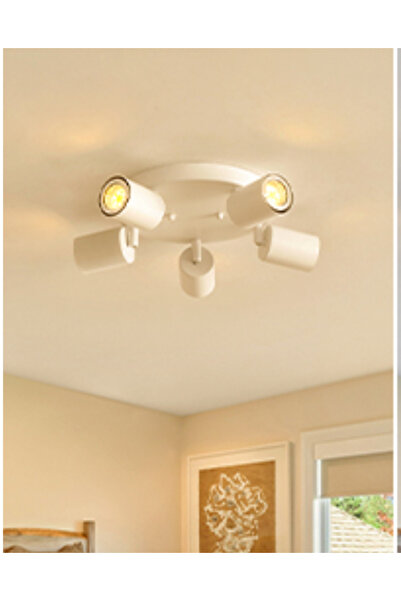 Rsylight Metal Beyaz Retro Dekoratif Modern 5 Li Led Spot 180 Derece Mafsallı...