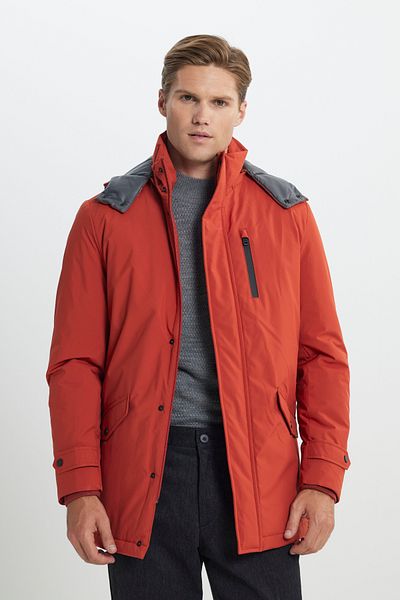 AC&Co / Altınyıldız Classics Men's Tile Standard Fit Regular Cut Hooded Cold Proof Winter Coat