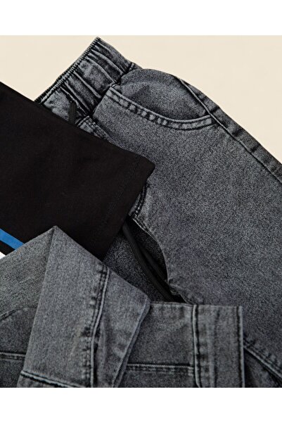 Ege Bebek Σετ Jogger 3 τεμαχίων για αγόρια με εύκαμπτο ύφασμα εποχής |   Μπλουζάκι, τζιν μπουφάν και παντελόνι 2-9 ετών R1991