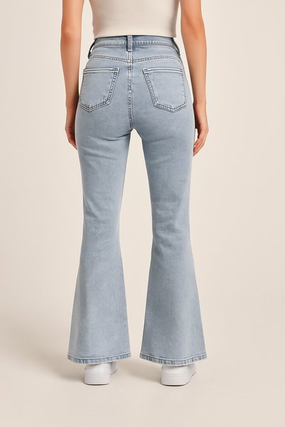 DELDNM Adriana Light Blue High Waist Lycra Comfortable Spanish Leg Jeans Flare -