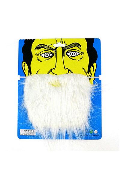 CONAHOME White False Beard with White Crushed Back Elastics Compatible with Adults and Children