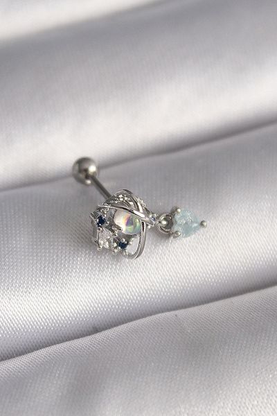 CONAHOME 316L Steel Silver Color Zircon Stone Dangle Heart Detail Tragus Piercing - Tj-Pr1361