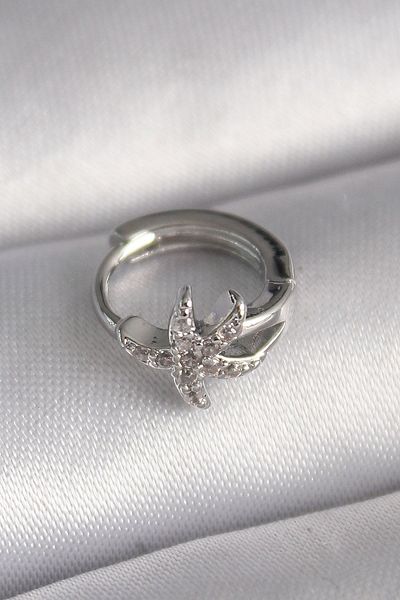 CONAHOME 316L Steel Silver Color Zircon Stone Sea Star Model Tragus Piercing - Tj-Pr1319
