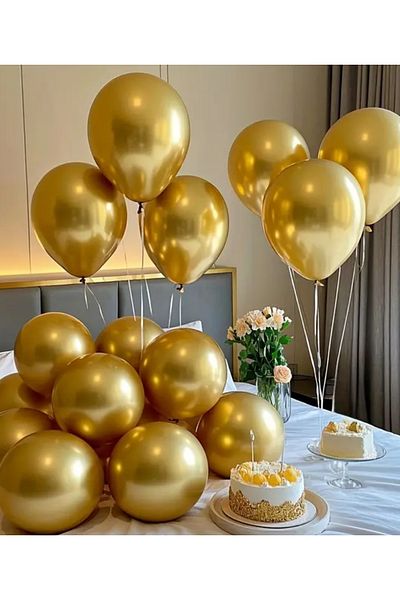 Çemrek Süs Parti Metallic Gold Balloon 50 Pieces