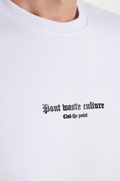 Tudors Ανδρικό μπλουζάκι Oversize με φαρδύ κομμένο βαμβακερό λαιμόκοψη λευκό μπλουζάκι