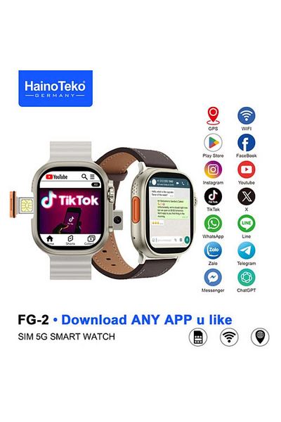 haino teko germany FG-2 Android Smart Watch with 5G SIM Card, Built-in Camera and GPS for Women and Men