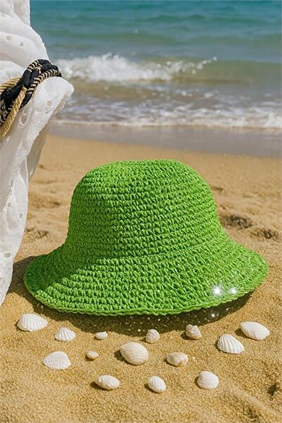 Dipmoda Γυναικείο πράσινο ψάθινο καπέλο DPMHT03